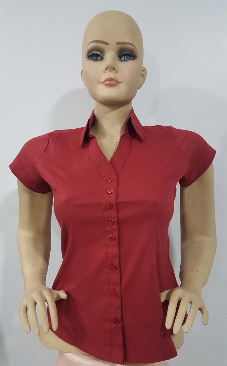 BLUSAS DE VESTIR DE DAMA CLASICA MANGA CORTA 2022