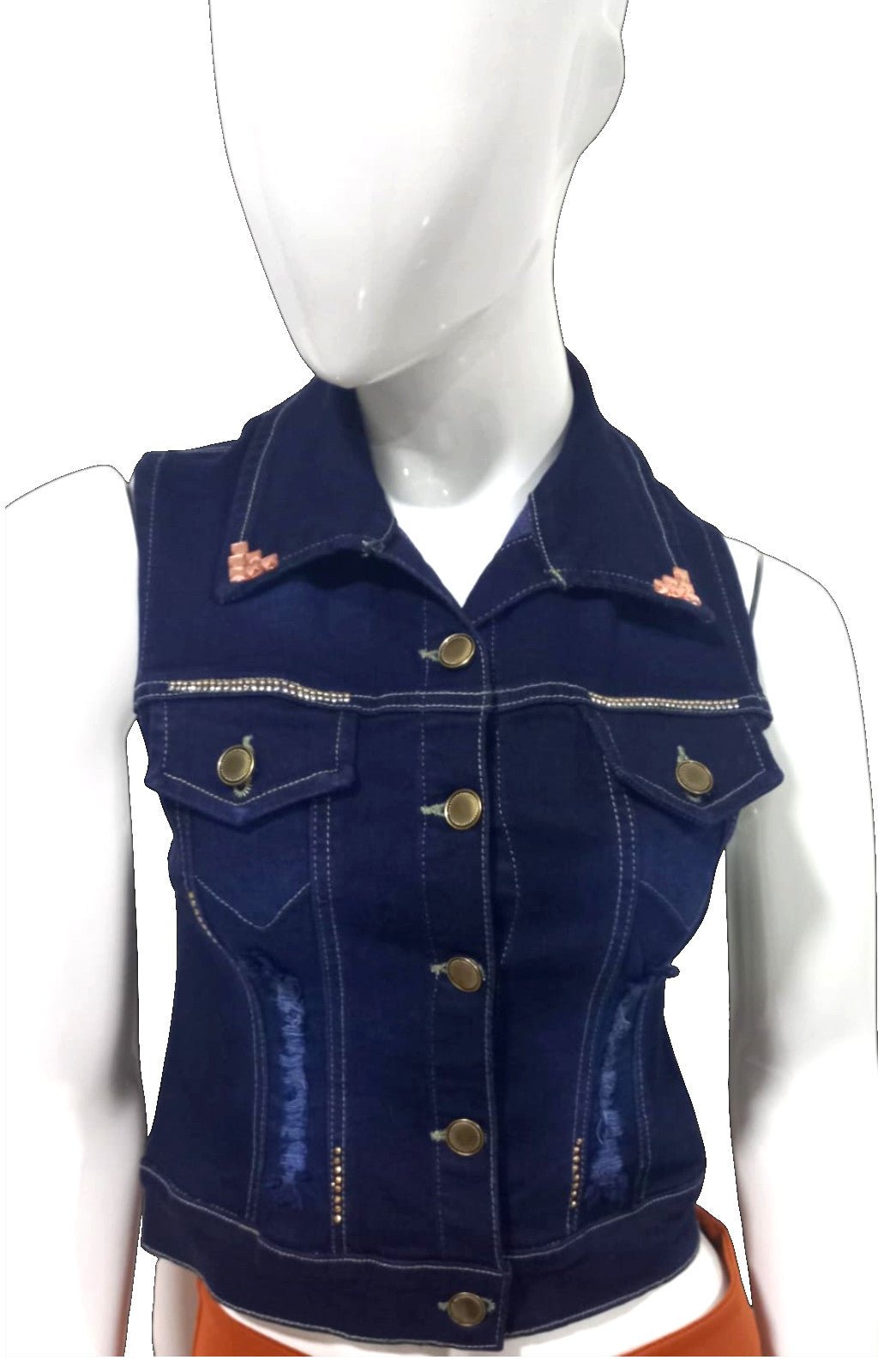 CHALECO JEANS MUJER CON PEDRERIA 2025