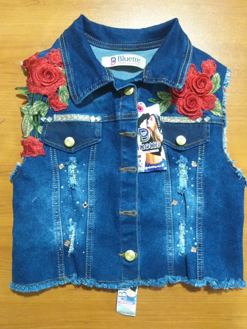 CHALECOS JEANS MUJER FLOR HOMBROS
