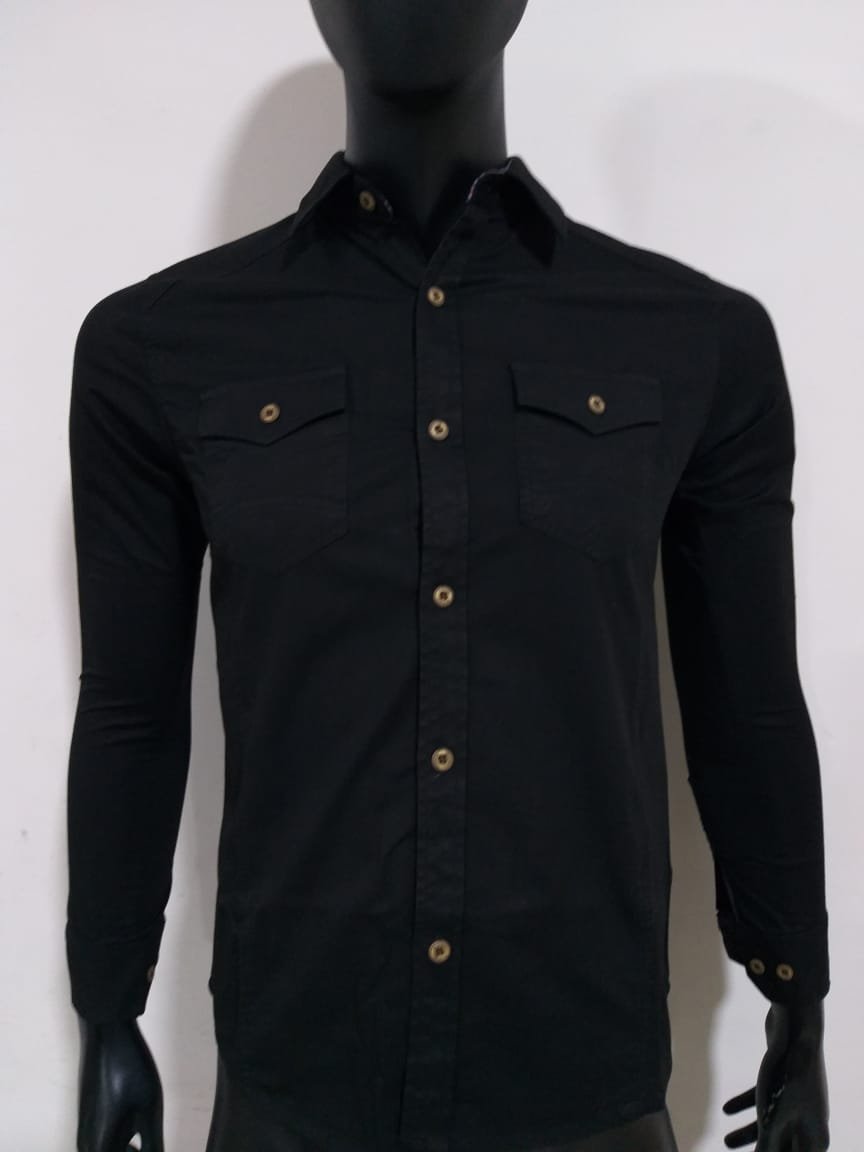 CAMISA MANGA LARGA DRILL NEGRO